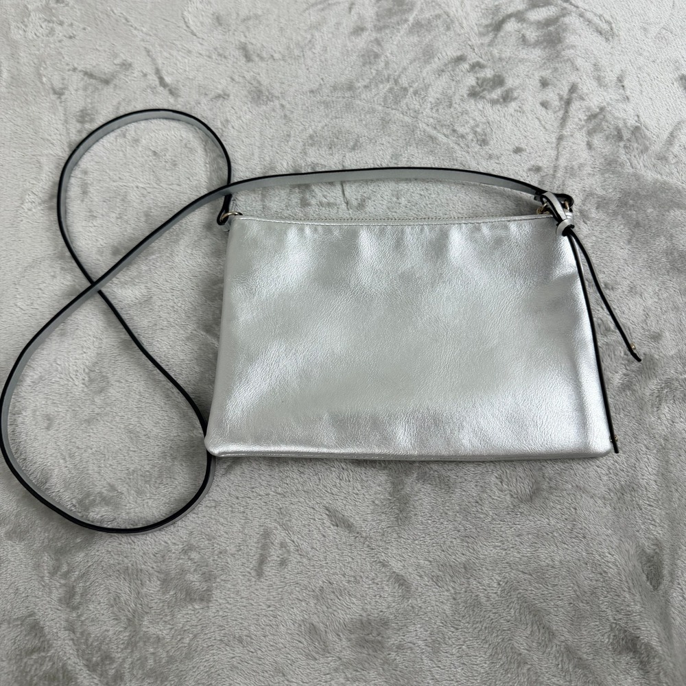 H&M Silver Metallic‎ Faux Leather Crossbody Bag 03866818